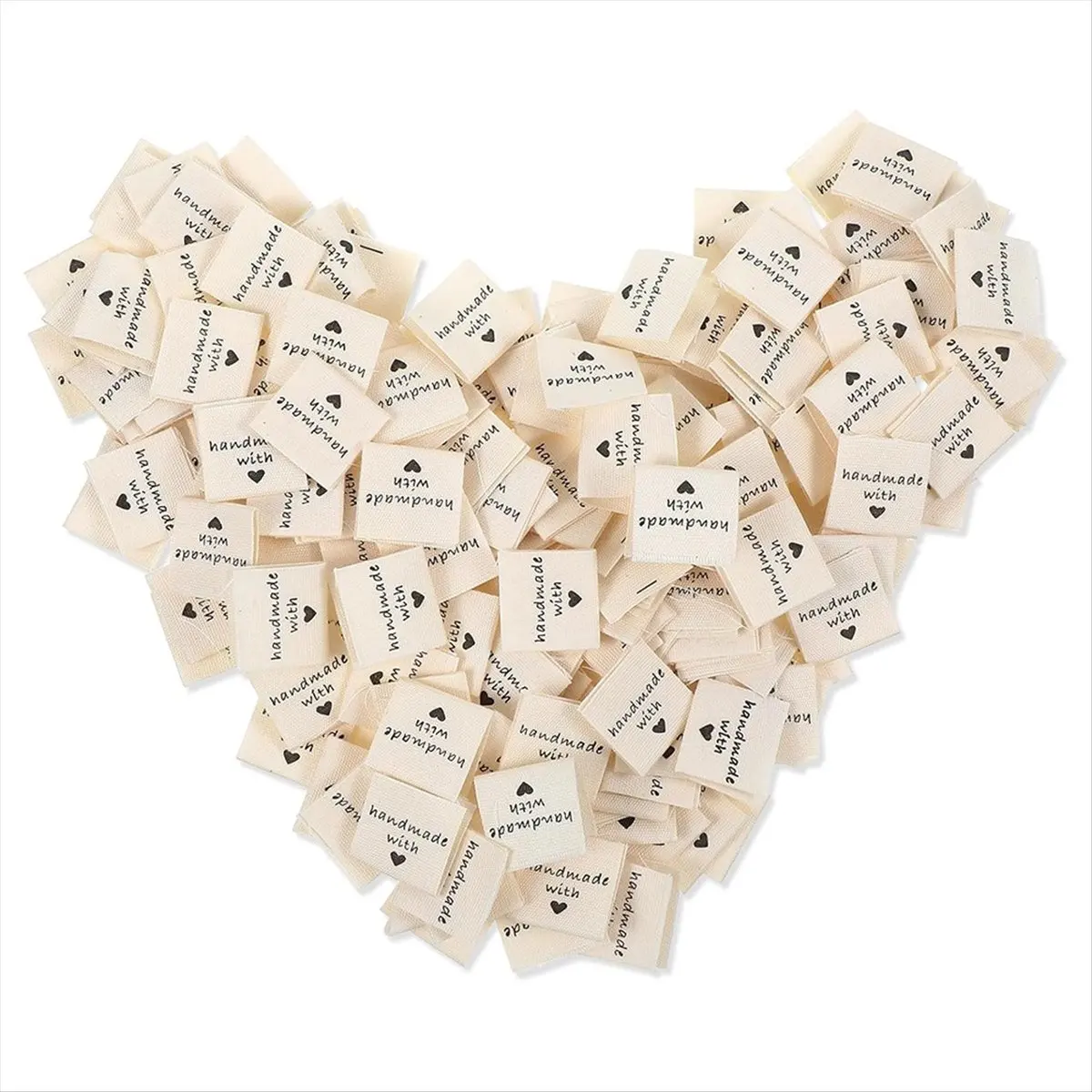 Best of 2026 200PCS Sewing Labels for Handmade Items, Handmade with Love Embossed Tags Sew on Clothing, Fabric Labels