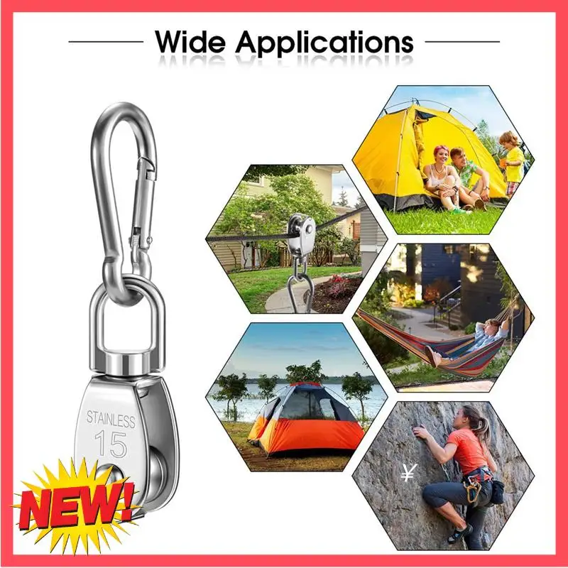 

B17C 304 Stainless Steel Pulley Wire Rope U-Ring Hanger Pulley Hook Hook Saving Tool Easy To Replace