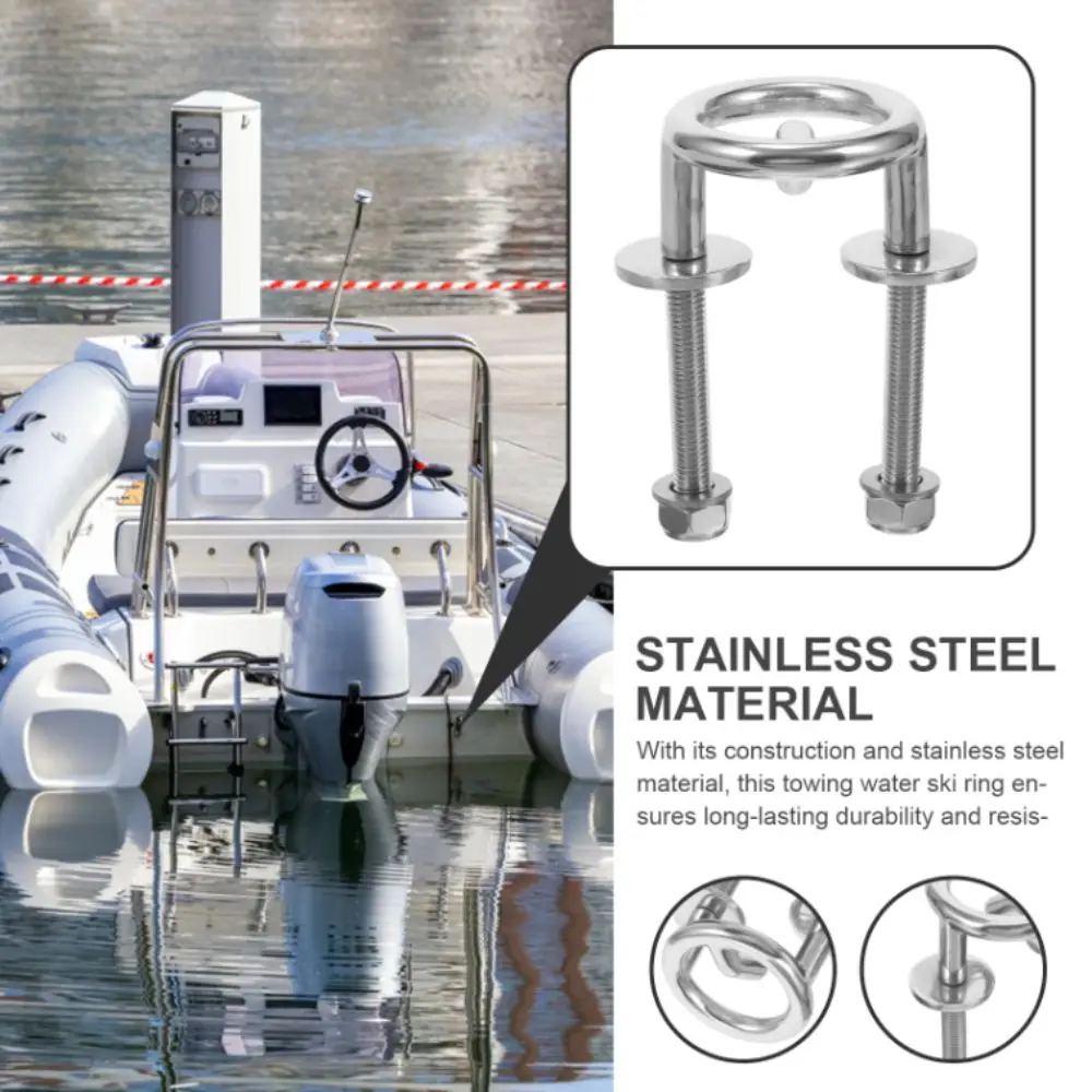 Stainless Steel Water Ski Tow Ring Tow Bar Marine Grade Marine Tow Hook Durable Construction Rust-Resistant Skiing Tubing Hook