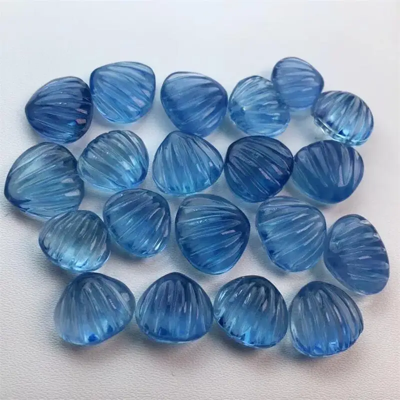 5PCS Natural Aquamarine Shell Carving Healing Fengshui Reiki DIY Jewelry Accessories Holiday Gift 10-12MM