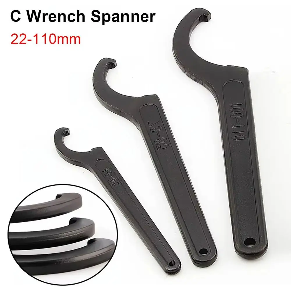 1Pcs Durable 22-110mm Coil Wrench Steel Pre Load Hook Spiral Spanner Tool Universal C Spanner for Water Meter Cover