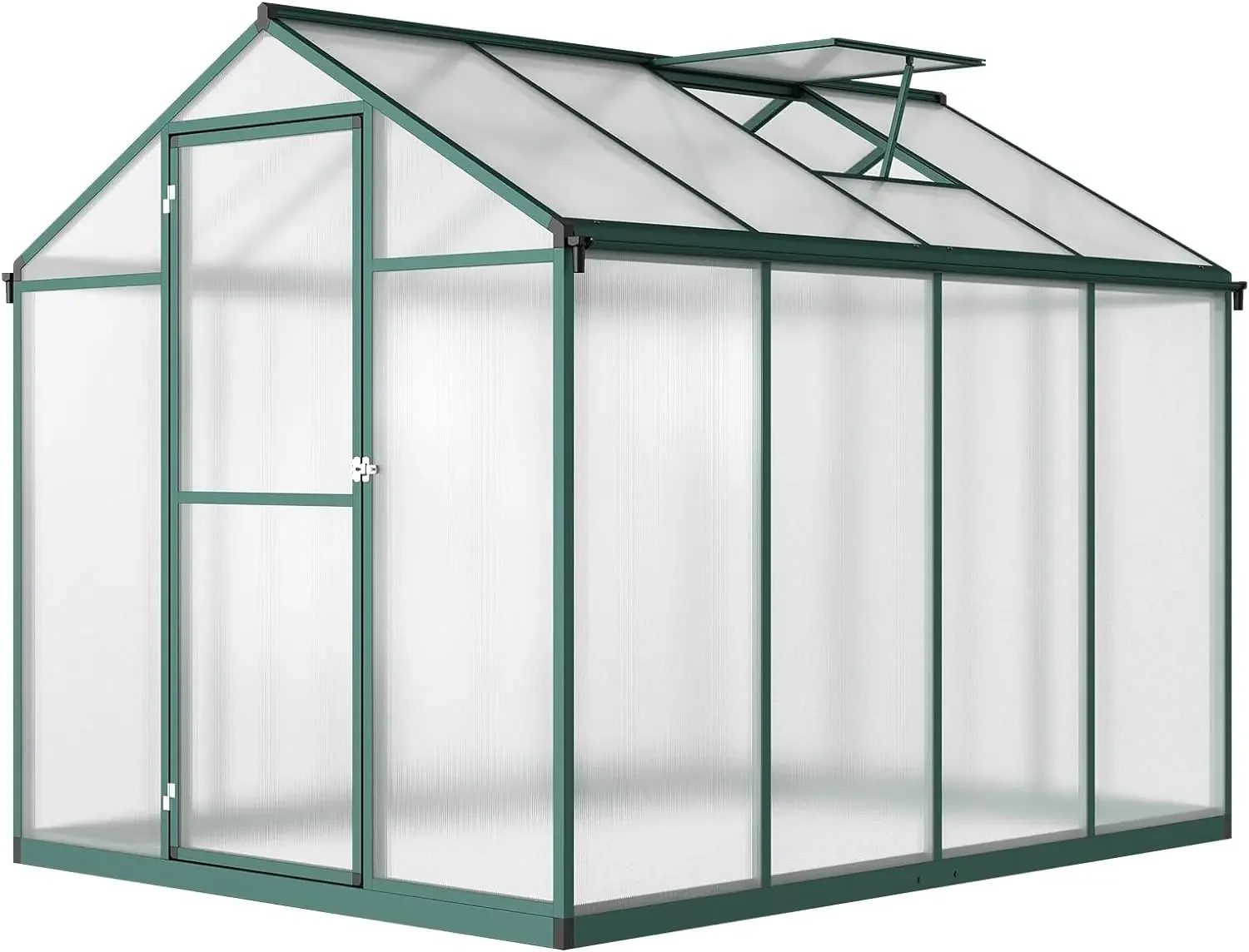 

6x8 FT Greenhouse for Outdoors, Polycarbonate Greenhouse with Quick Setup Structure and Roof Vent, Aluminum Large Walk-in