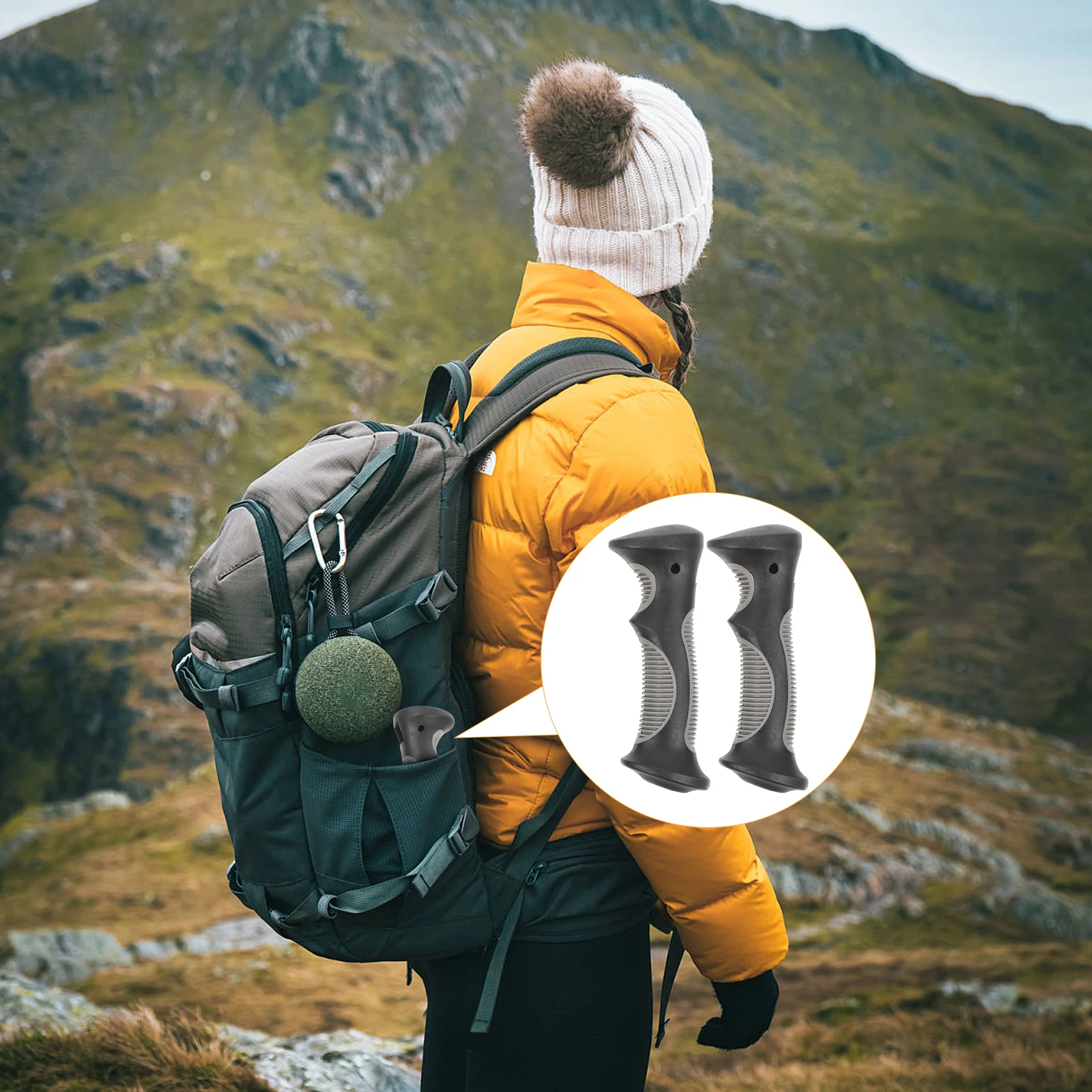 

2Pcs Plastic Trekking Pole Handle Ergonomic Replacement Grip for Hiking Ski Outdoor Poles Cane Handle Grip Replacement