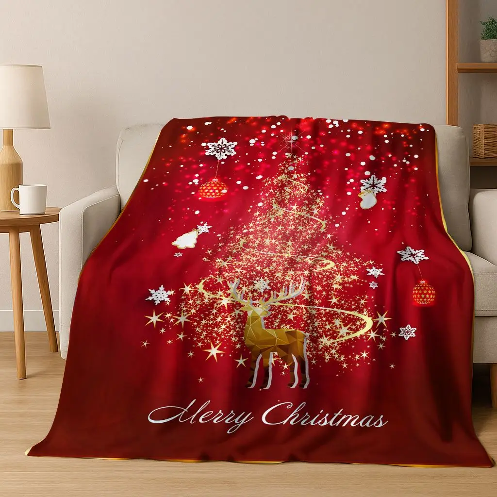 Manta de franela de dibujos animados de Papá Noel, Feliz árbol de Navidad en 3D, manta suave y cálida para dormitorio, sala de estar, cama, Camping, Picnic, regalo