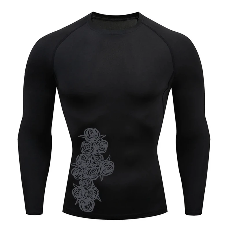 

Graphic Long Sleeve Compression Shirt for Men Athletic Quick Dry Workout Running Tshirts Tops Spring Fall Baselayers Undershirts