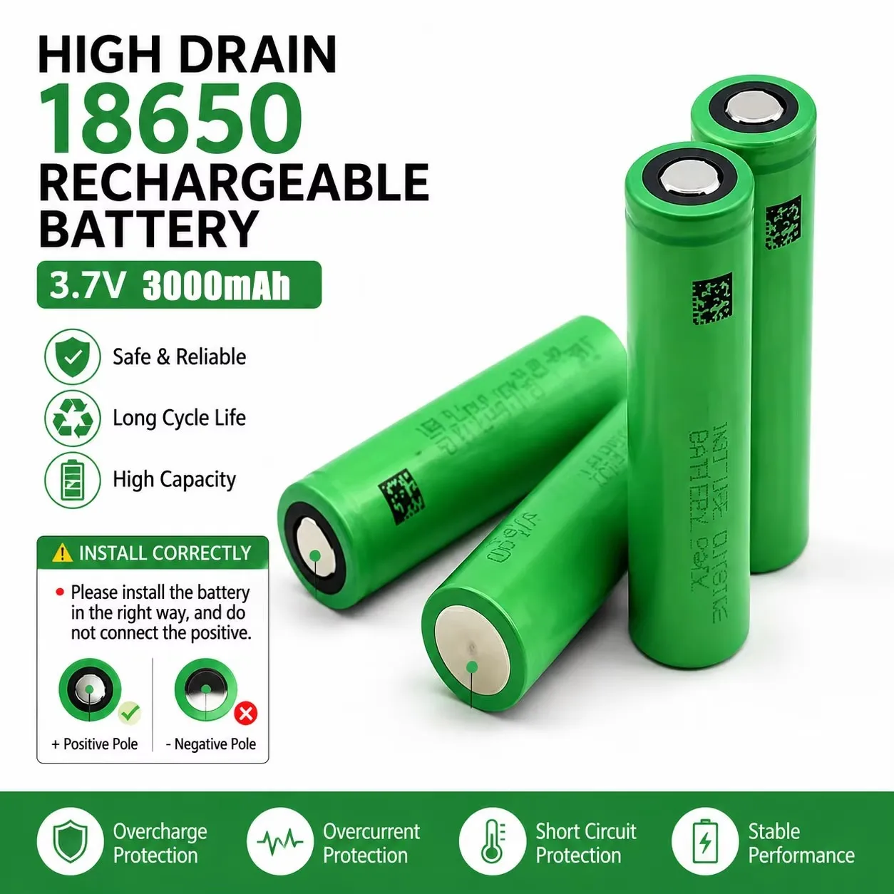 Original 18650 VTC6 3,7V 3000mAh wiederaufladbare Lithium-Batterie, 30A Entladung, geeignet für Elektrowerkzeug-Schraubendreher und E-Zigaretten-Akkus.