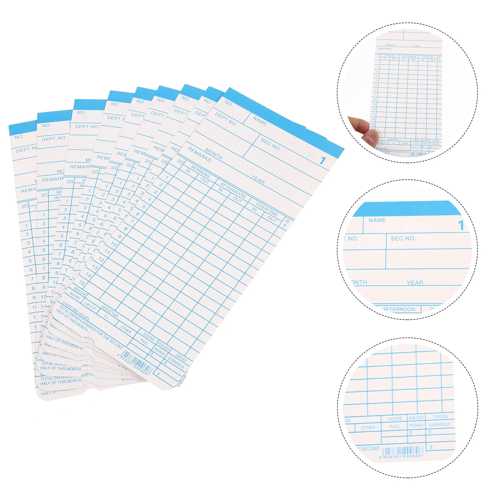 Carte di carta per presenze Documenti Articoli per ufficio Uso fronte-retro Forniture per il tempo di registrazione