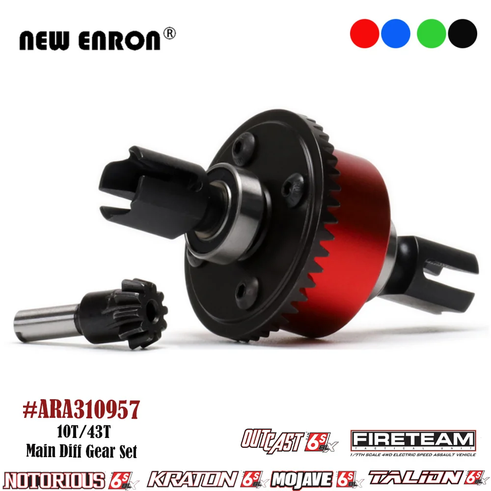 ARA310957 F&R Main Diff Gear Set 10/43T 13T/43T 15T/42T For RC ARRMA 6S 1/7 Fireteam Mojave 1/8 Kraton Notorious Outcast Talion