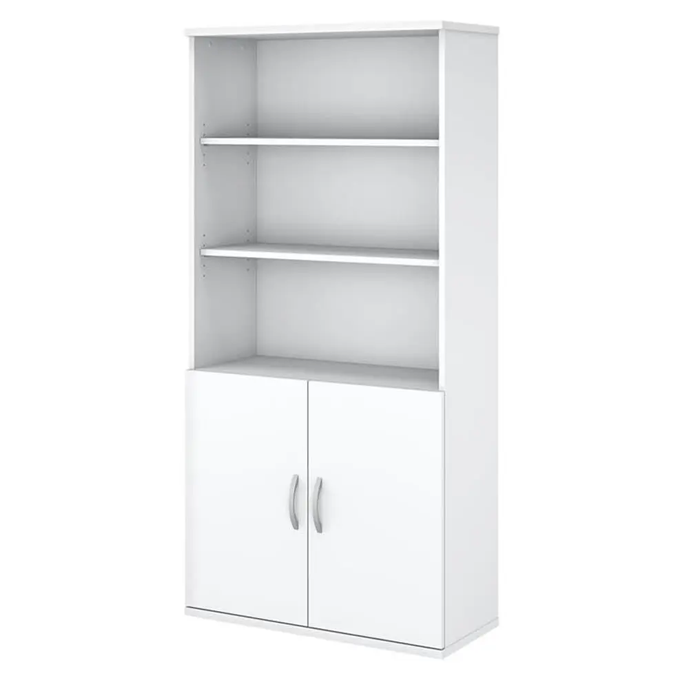 

5 Shelf Bookcase with Doors Storage Cabinet Office Home Pure White, Customized