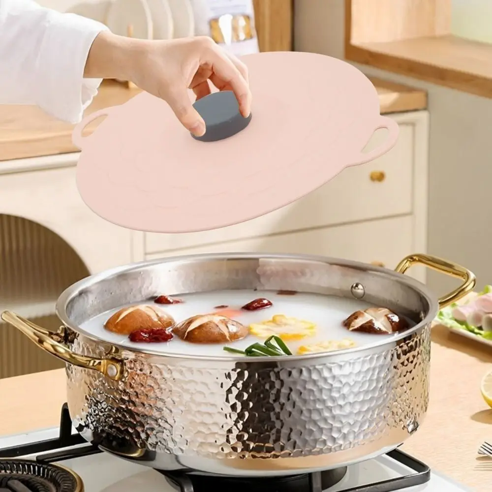 

5Pcs Sealed Silicone Pot Lid Cover Anti-spill Leak-proof Food Fresh Cover with Handle Dust-proof Fresh Keeping Cover Plates