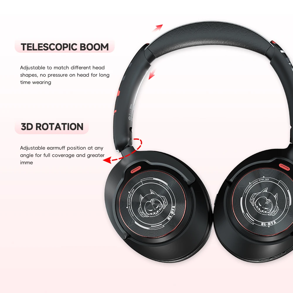 HaaYot Hand Painted ANC Wireless Headphones Over Ear Active Noise Cancelling Bluetooth Headset Deep Bass with Microphones for PS