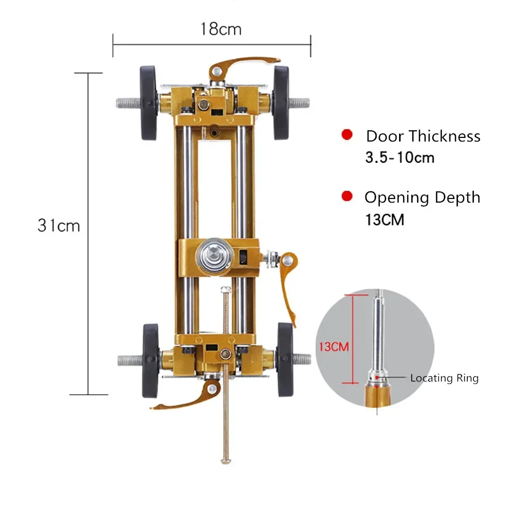 Wooden Door Lock Hole Opener Device Set Wood Door Lockhole Slotting Machine Doorlock Mortising Template Jig Lock Mortiser