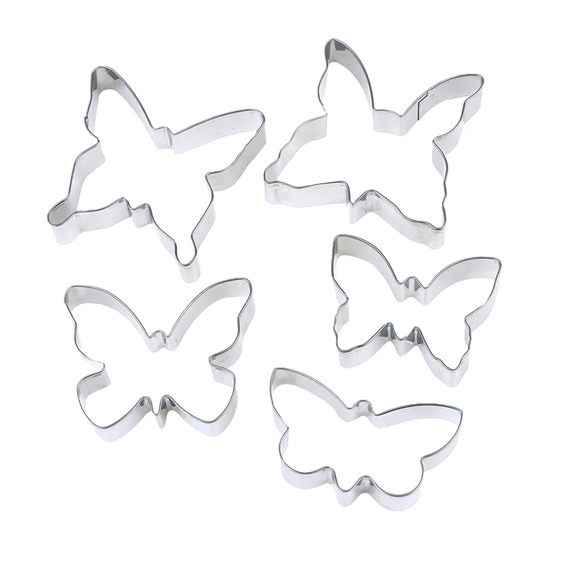 5Pcs/Set Stainless Steel Biscuit Mold Set Butterfly Cookie Cutter DIY Cake Decoration Tool Chocolate Pastry Baking Snacks Mold