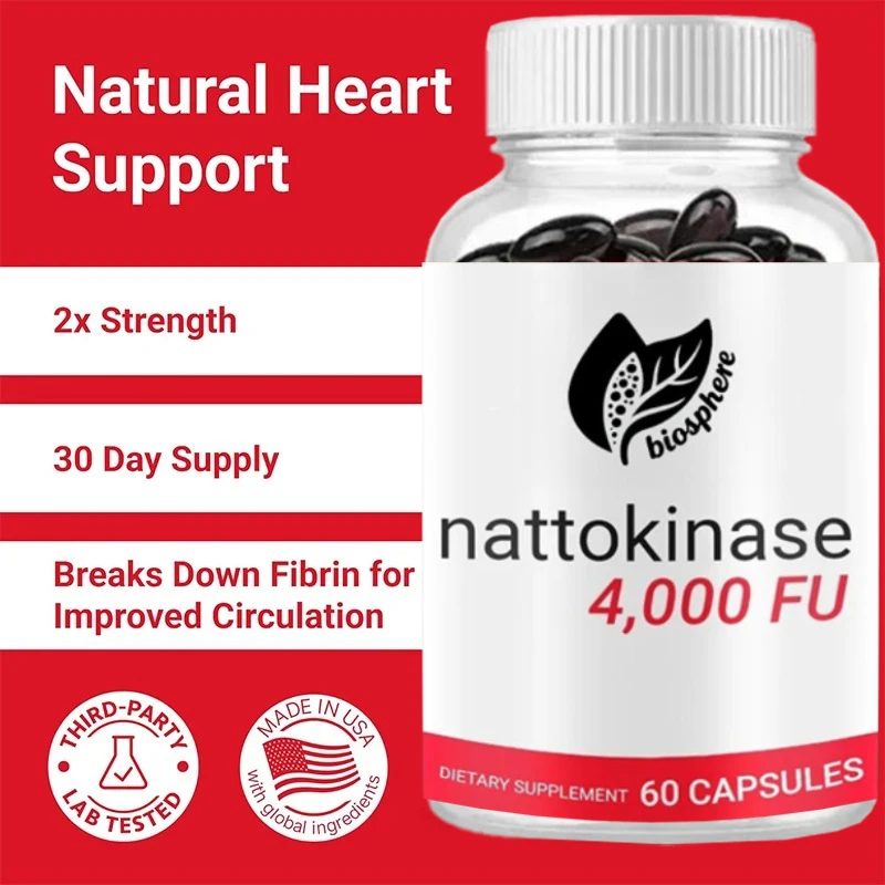 

Nattokinase Supplement -4000 FU Per Serving for High-quality Heart Health Support -60 Capsules