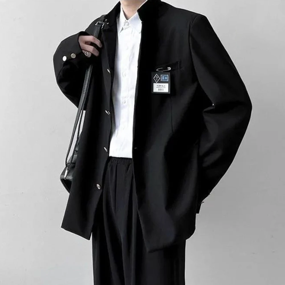 Mens Japanese College Student Uniform Jacket 2024 New Spring College Style School Uniform Stand Collar Blazer Slim Fit Unisex