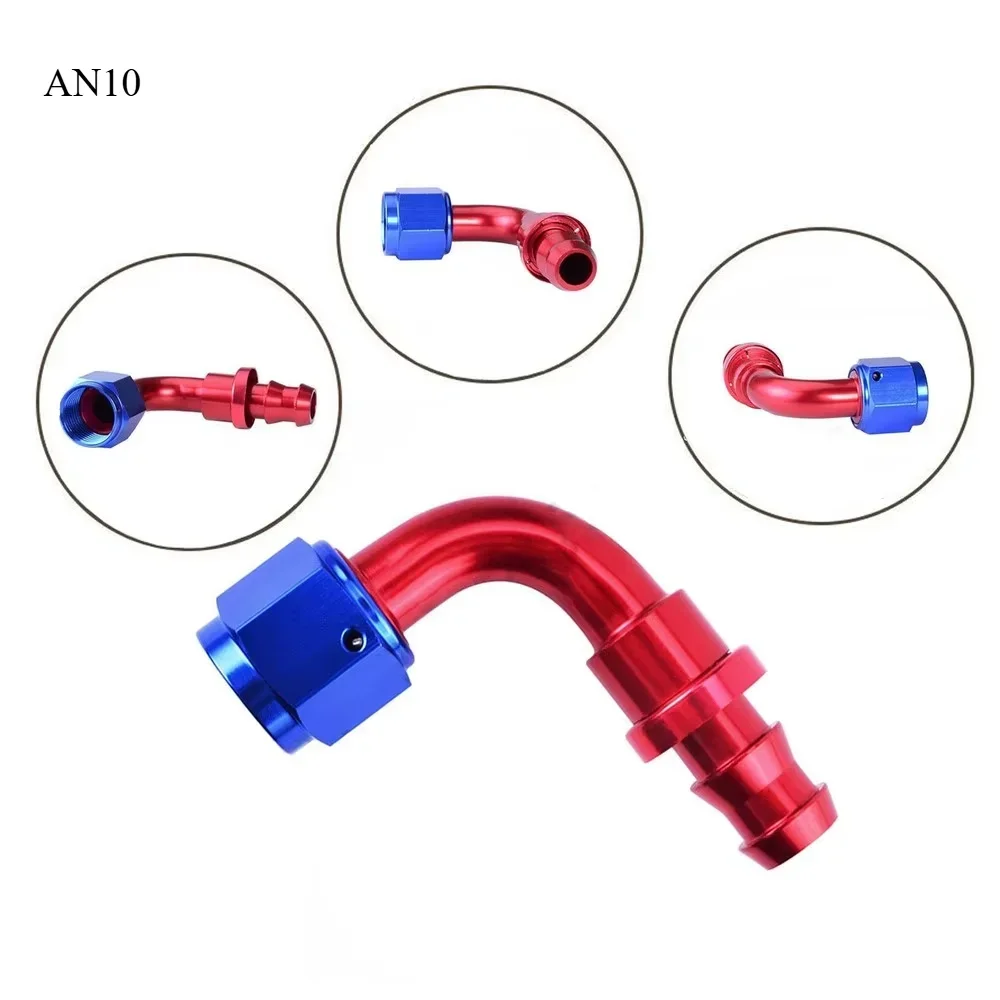 AN6 AN8 AN10 Adattatore per raccordo terminale tubo carburante con serratura a pressione in alluminio per olio combustibile acqua rosso-blu
