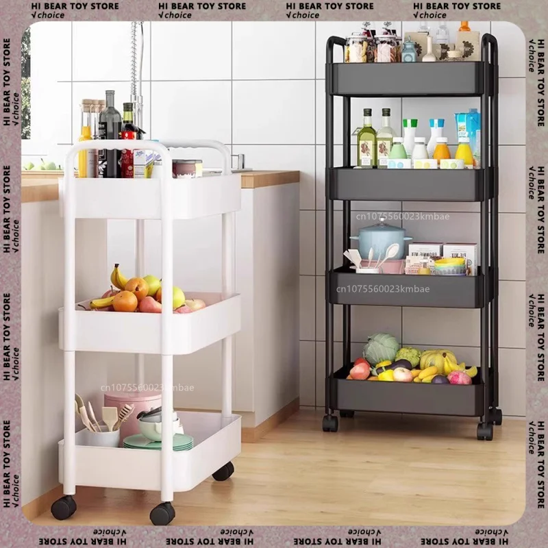 Storage Rack Mobile Trolley Organizer Household Kitchen Multifunctional Cart With Wheels Home Accessories Multi Storey Bookshelf