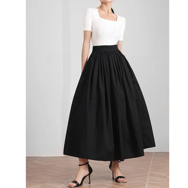 Women's Runway Fashion Spring Summer Designer High Quality Black A-line Skirt Female Autumn Winter High Waist Skirt TB2662