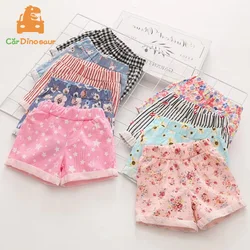 2025 Summer 4 5 6 8 10 Years 110-140cm Children'S Clothing Cotton Thin Fower Print Kids Baby Girl Beach Hot Shorts