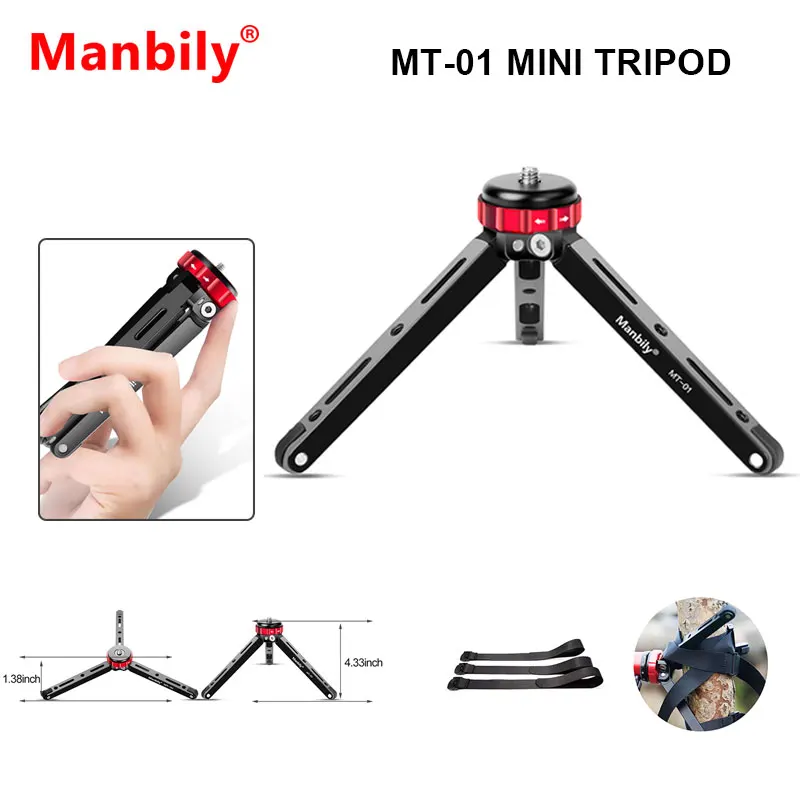 Manbily Portable Photography Light Stand Aluminum Tabletop Video Mini Tripod for Gopro Phone Bracket DSLR Camera Projector Stand