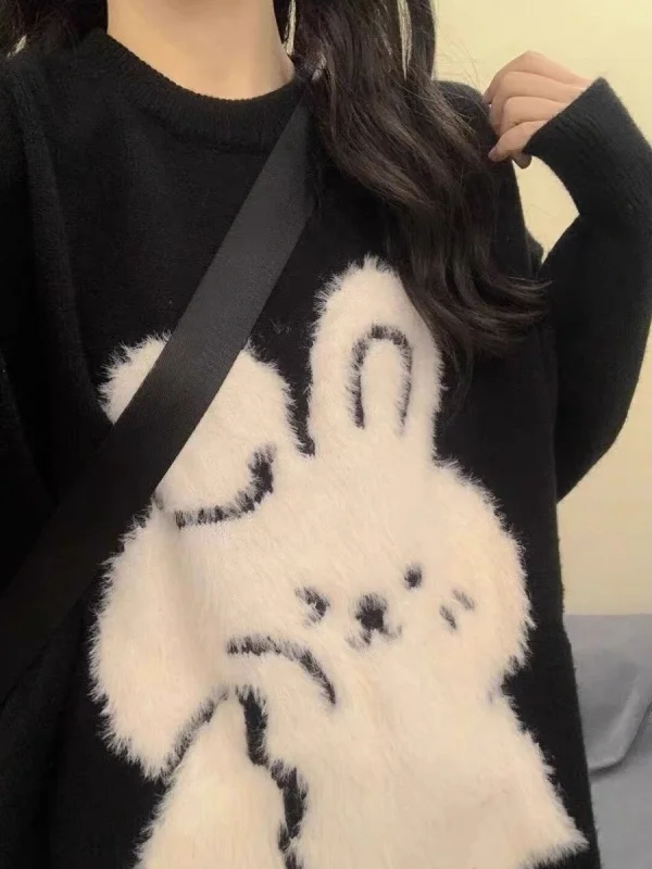 

Свободный женский вязаный свитер с длинными рукавами и круглым вырезом, мягкий, удобный, в французском стиле, модный топ