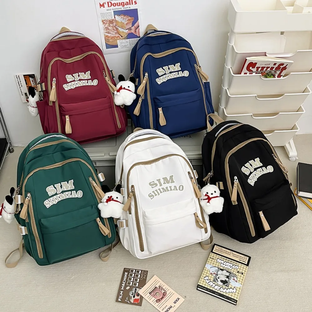 

ins Korean Style Student School Bag Large Capacity Leisure Large Capacity Backpack Nylon Multi Pocket Shoulders Bag Teenage