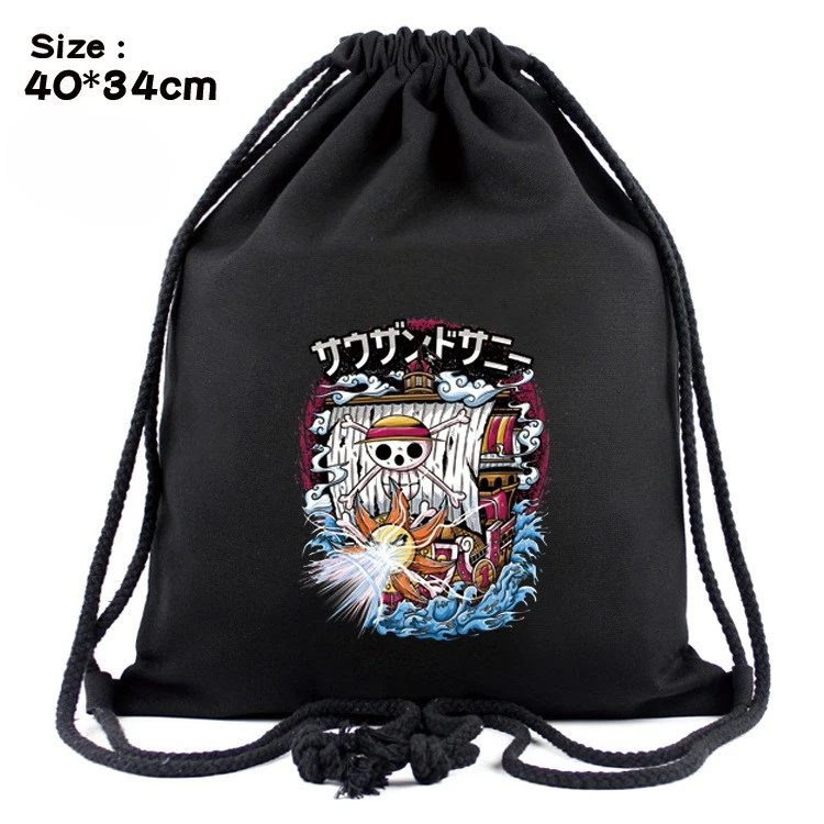 Zaino con cinturino Anime One Piece Anime periferico Rufy Zorong tasca con tracolla con coulisse regalo di festa portatile