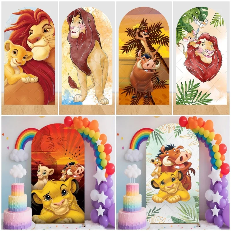 

Simba The Lion King Arch Backdrop Cover Elastic Fabric Baby's First Birthday Party Decor Photography Background Photo Studio