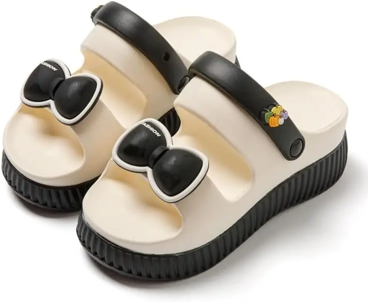 

Women's Slippers Round Toe Casual Slippers Beach Pool Shoes Summer Outside and Home Flip Flops Mid-heel Height Increase Soft