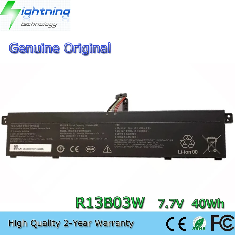 New Genuine Original R13B03W 7.7V 40Wh Laptop Battery for Xiaomi RedmiBook 13 inch XMA1903-AF/AN/BB 2(ICP4/53/118)(ICP4/43/65)