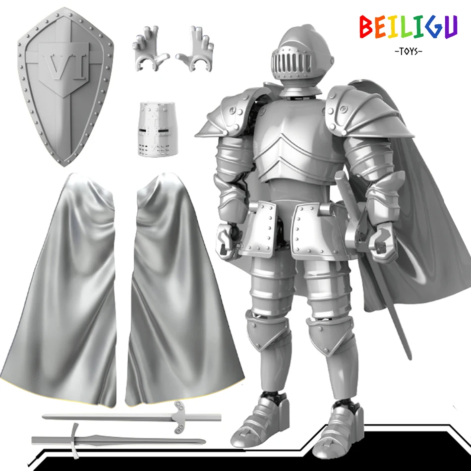 Medieval Knight Multi-Joint Movable DIY Action Figures Weapon Warrior Robot Sword Shield Assembly Toy Children's Holiday Gift