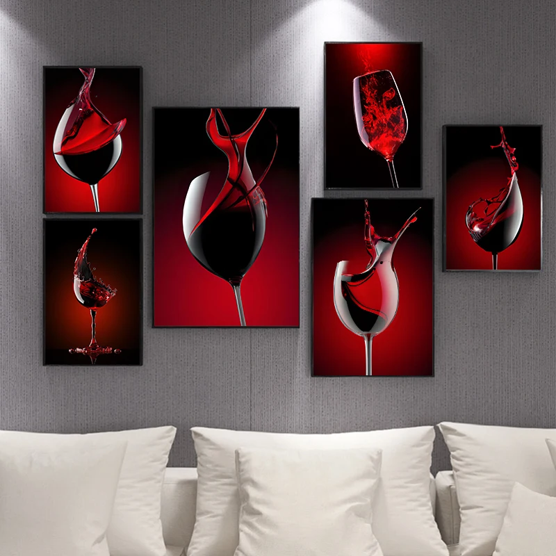 

Abstract Red Wine Dancing Poster And Print Canvas Painting Modern Wall Art For Bar Living Room Home Decor Cuadros Gift