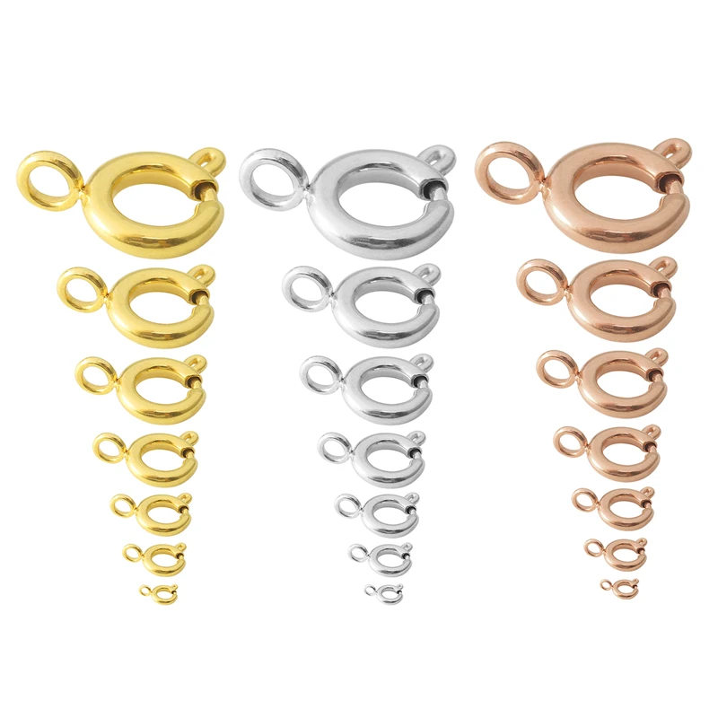 5Pcs Stainless Steel 5/6/8/10/12/14/16/18MM Round Claw Spring Clasps Hooks for Jewelry DIY Bracelet Necklace Connectors Supplies