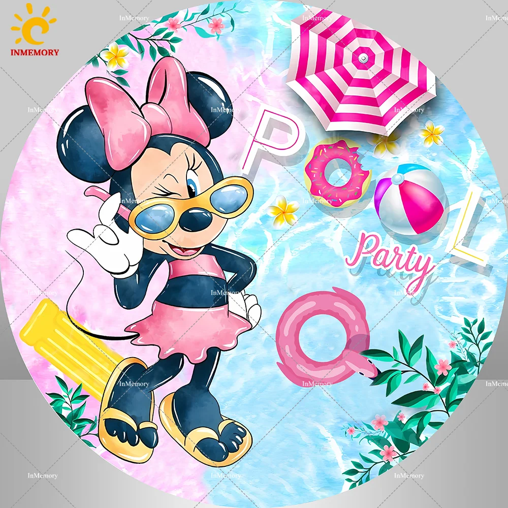 Cubierta de fondo de arco de fiesta de piscina de Minnie Mouse rosa para niñas, Aloha, flamenco, Baby Shower, fiesta de cumpleaños, Chiara, pared arqueada, Verano