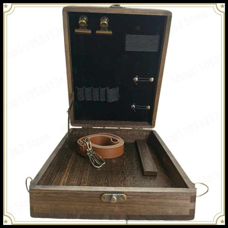 Wooden Messenger Box Bag for Writers, Vintage Mailbox Style Crossbody Storage Box, Portable Letter Carrier Satchel