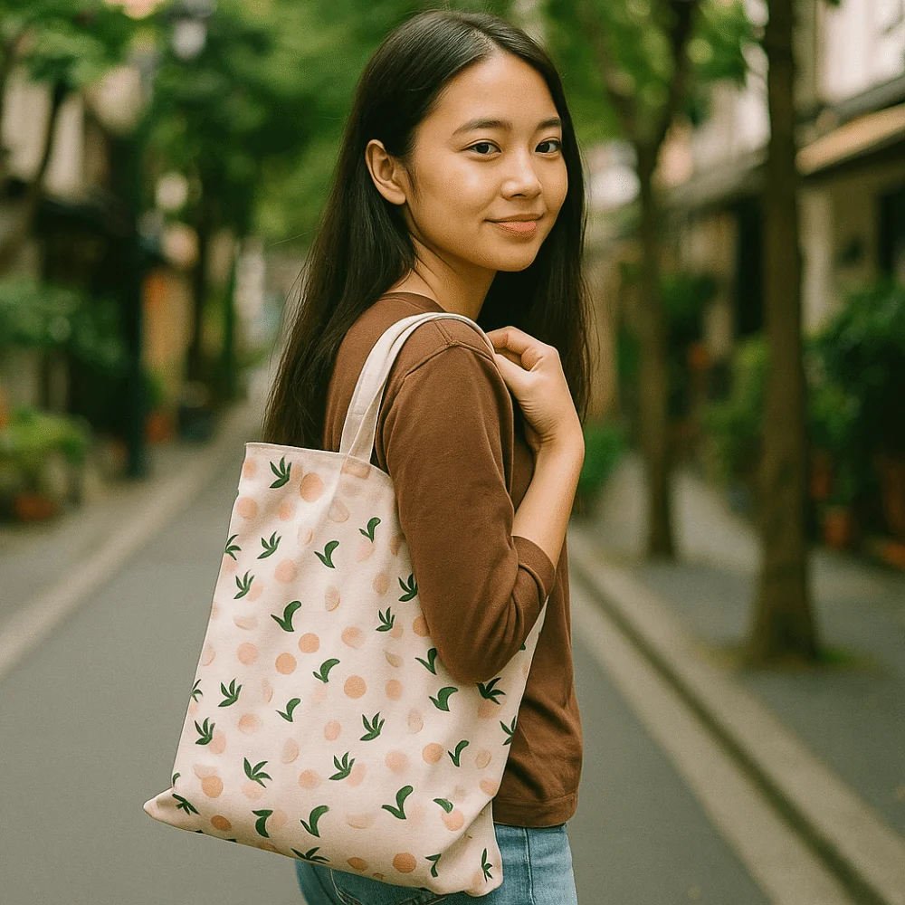 Borse di tela di tela durevoli ed ecologiche Borse bifacciale riutilizzabili leggere Borse di lino di cotone pieghevoli squisite Uso quotidiano