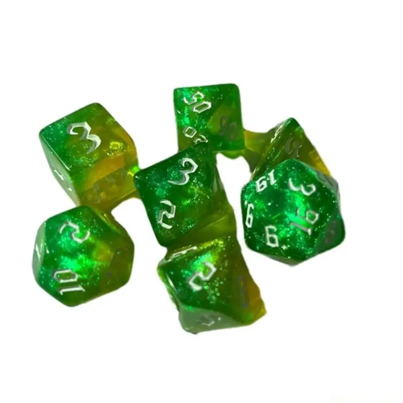 

31BE 7Pcs/set D4 D12 D20 Number Acrylic Polyhedral Dices Party Educational Dices Toy