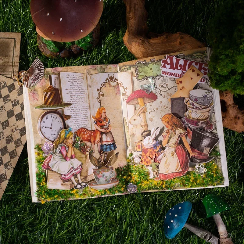 25 قطعة المواد ملصقات الزخرفية حزمة بطاقة الصلب حزمة أليس مسرح المزدوج الكولاج كتيب ورقة لوازم سجل القصاصات 176*116 مللي متر