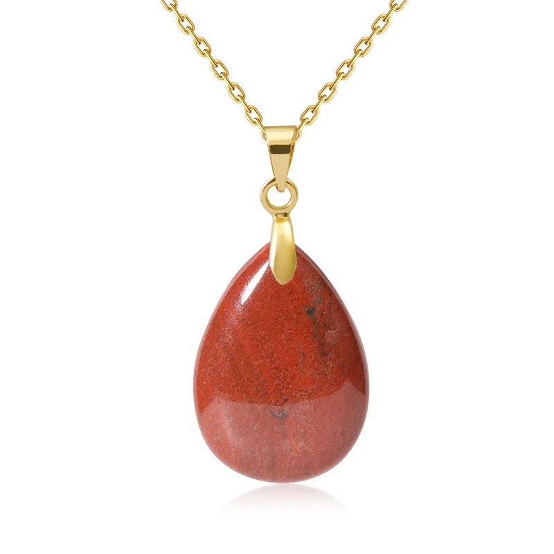 Neue Modische Naturstein-Kristall-Anhänger Tropfenförmiger Einfacher Anhänger Halskette Ohrringe Schmuckherstellung Mit Kette Collier – Detail 32
