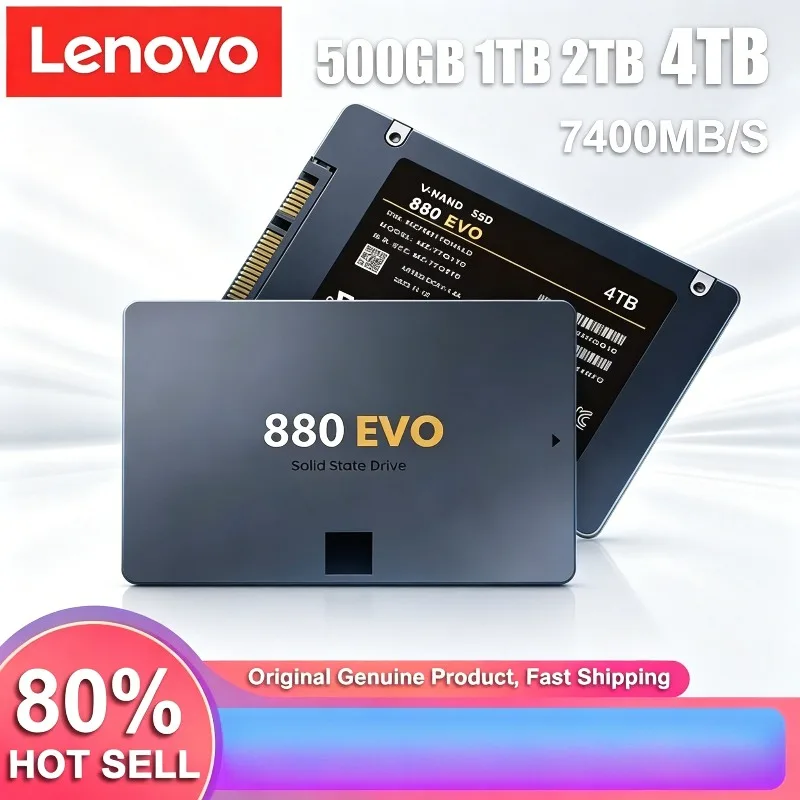 

Внешний твердотельный накопитель Lenovo 880EVO для ноутбука, интерфейс SATA3, 4 ТБ