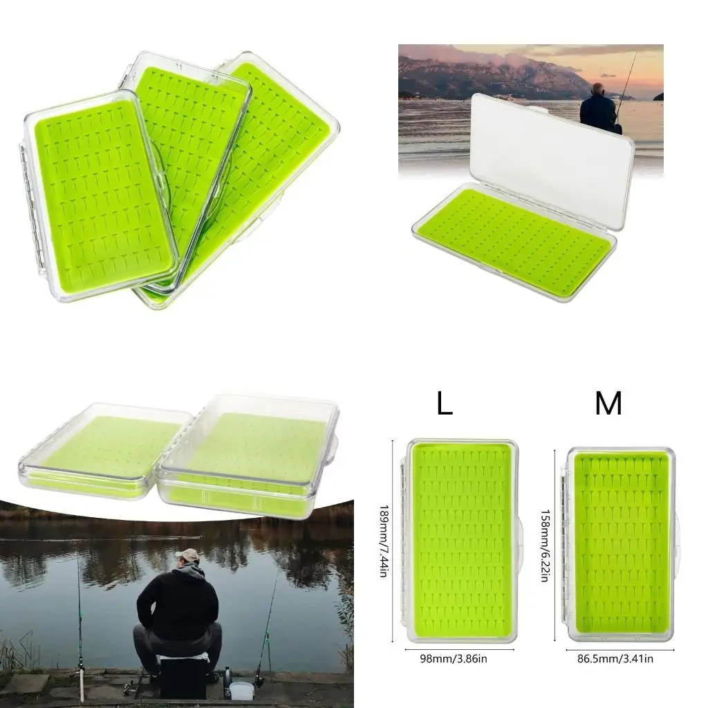

R6FE Silicone Insert Fly Fishing Tackle Box Single Side Clear Lid Fly Box Container