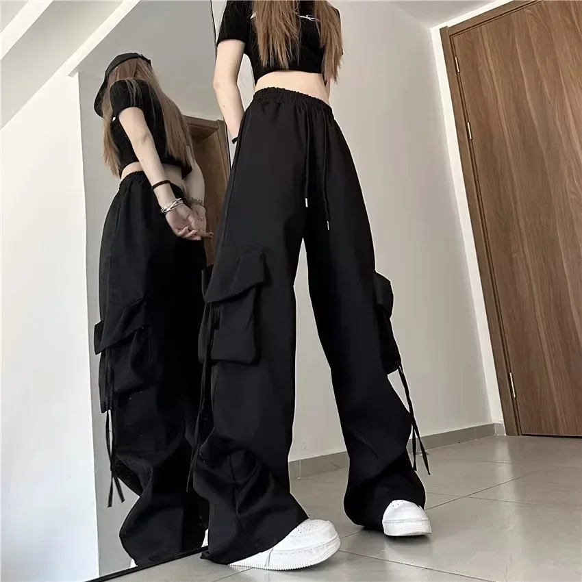 Neue Sommerhose für Teenager-Mädchen, locker geschnitten, mit hohem Bund und weitem Bein, für Studentinnen, gerade geschnittene Hose, sportliche, bodenlange Freizeithose für Damen. – Detail 11