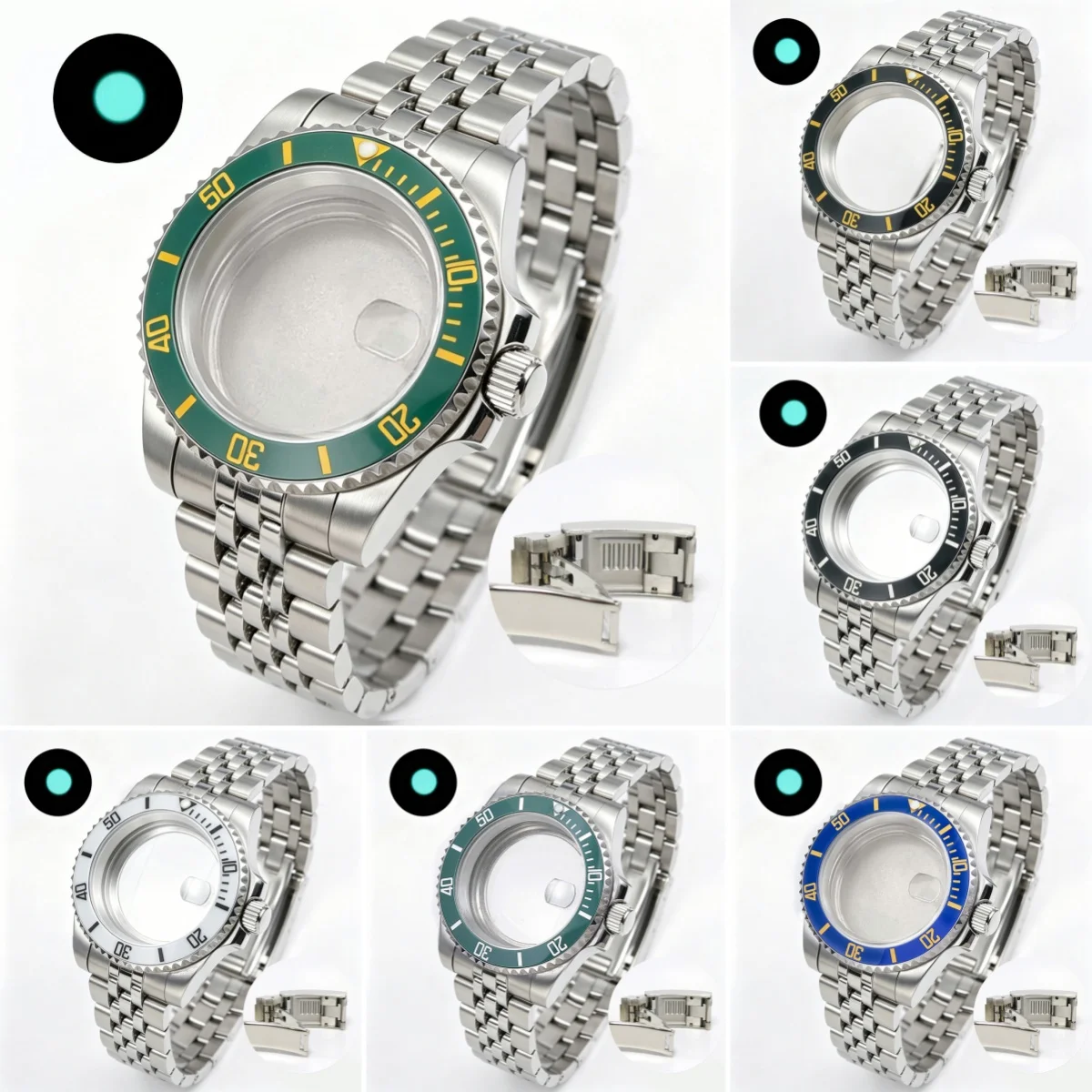 200M Tauchergehäuse 40mm Passend für NH35 NH36 NH34 GMT Uhrengehäuse Jubilee-Armband Saphirglas Schiebeverschluss
