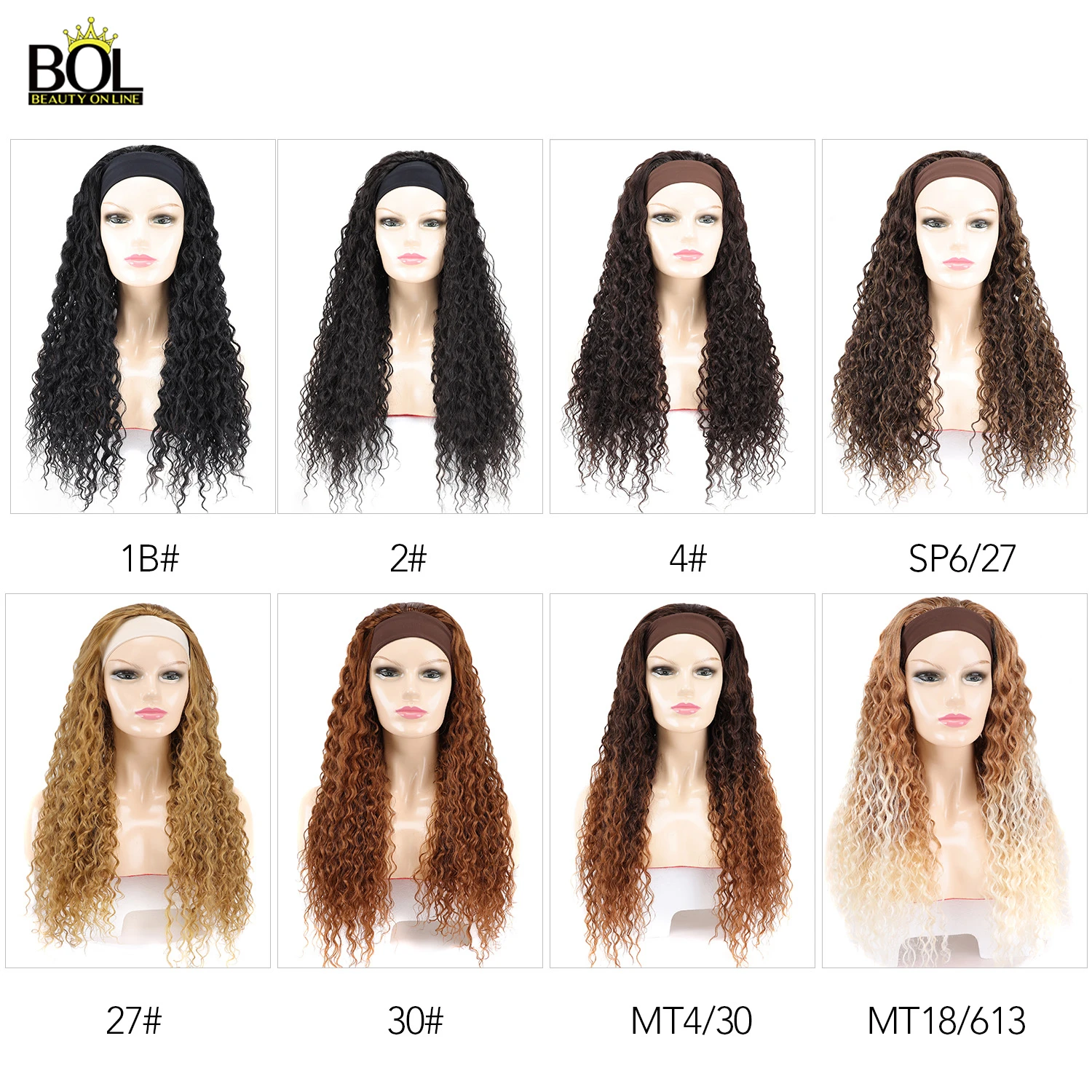 BOL Synthetic Wigs With Headband Organic Fiber 28Inch70cm Long Curly Ice Headband Wig Fluffy Natural Appearance for Black Women