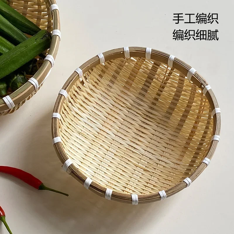 Handmade Bamboo Woven Storage Basket for Fruit Bread and Vegetables Mini Household Storage Basket for Garlic Chili and Bread