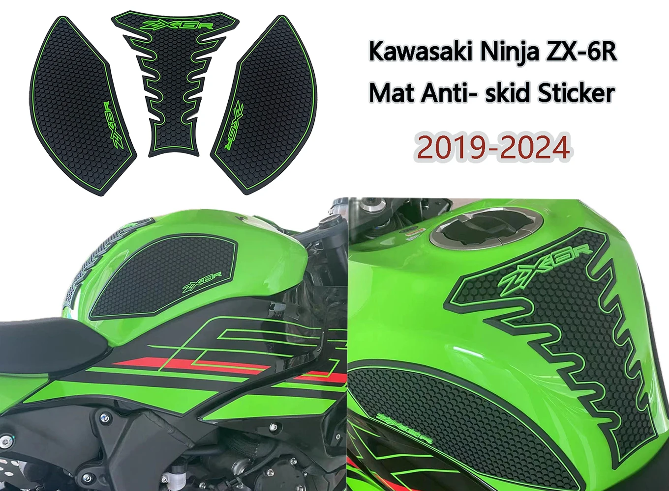 

For Kawasaki Ninja ZX-6R ZX 6R zx6r 2024 2019-2023 New Motorcycle 3D Fuel Tank Anti-skid Pad Tow Mat Anti-skid Sticker