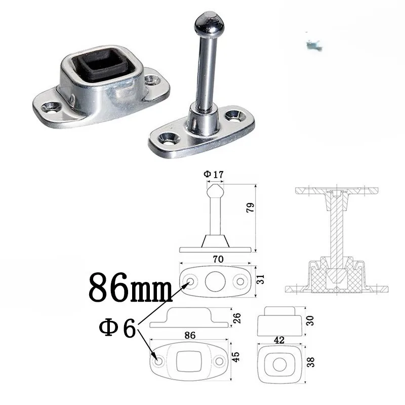 

Настенный дверной стопор из алюминиевого сплава для тяжелых условий эксплуатации для дверей фургона и грузовика с устойчивым к ржавчине хромированным покрытием