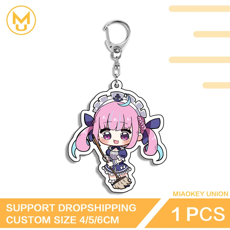 Hololive Minato Aqua Kawaii Maid Uniform Pink Hair Double Sided Acrylic Keychain Advance Guard Backpack Decor Collection