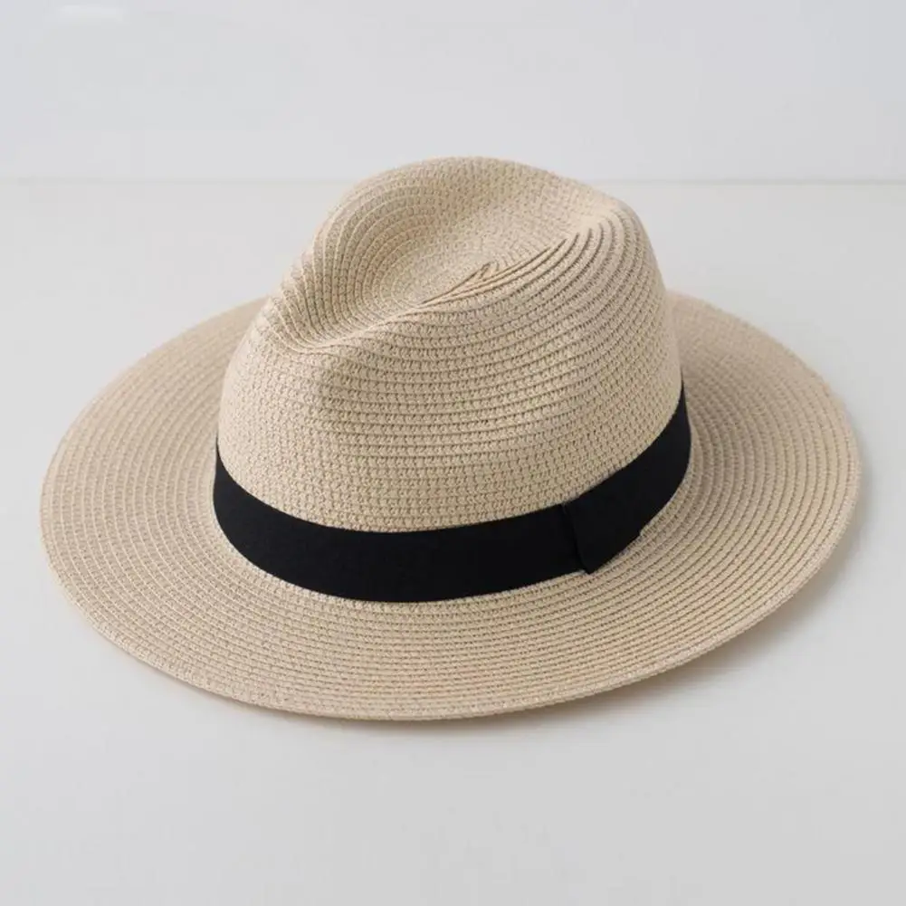 Wide Brim Straw Hat Men's Paper Straw Sun Hat Breathable Wide Brim Beach Hat Foldable Uv Protection Summer for Outdoor Travel
