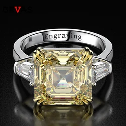 OEVAS 100% 925 Sterling Silver High Carbon Citrine Diamond Gemstone Wedding Engagement Ring Fine Jewelry Gift Wholesale